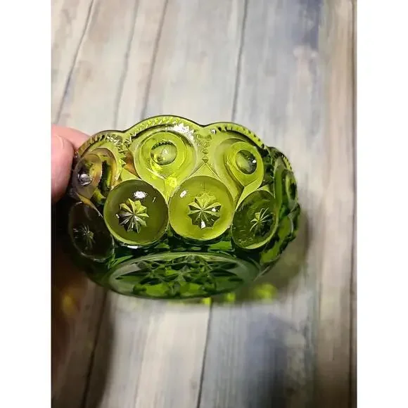 Green L E Smith Moon And Stars Bowl 4.5 In - Picture 3 of 8